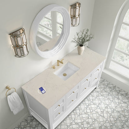 James Martin - Breckenridge 60" Single Vanity, Bright White, w/ 3 CM Siberian Silestone Top w/FreePower Wireless Charger - 330-V60S-BW-FSFR view 7