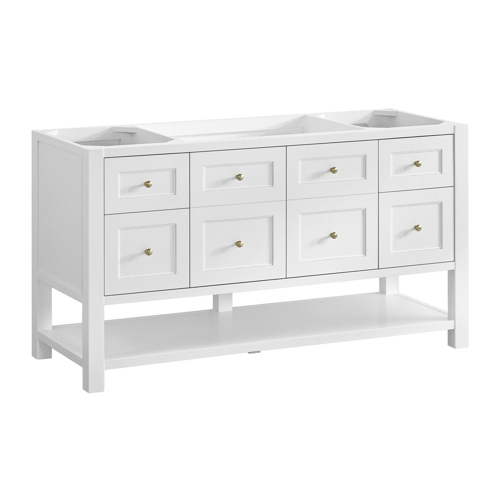 James Martin - Breckenridge 60" Single Vanity, Bright White, w/ 3 CM Tajnar Eclos Top - 330-V60S-BW-3TJR view 2