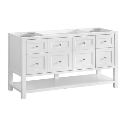 James Martin - Breckenridge 60" Single Vanity, Bright White, w/ 3 CM Tajnar Eclos Top - 330-V60S-BW-3TJR view 2
