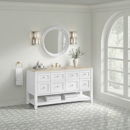 James Martin - Breckenridge 60" Single Vanity, Bright White, w/ 3 CM Tajnar Eclos Top - 330-V60S-BW-3TJR view 4