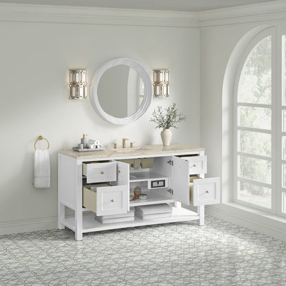 James Martin - Breckenridge 60" Single Vanity, Bright White, w/ 3 CM Tajnar Eclos Top - 330-V60S-BW-3TJR view 5