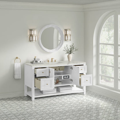 James Martin - Breckenridge 60" Single Vanity, Bright White, w/ 3 CM Victorian Silver Quartz Top - 330-V60S-BW-3VSL view 5