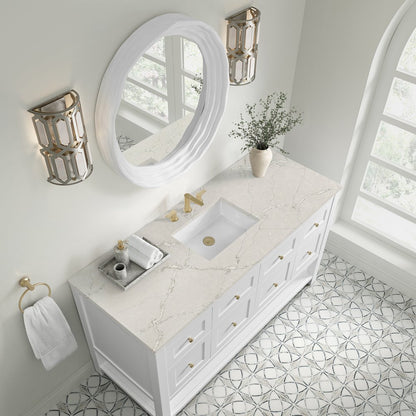 James Martin - Breckenridge 60" Single Vanity, Bright White, w/ 3 CM Victorian Silver Quartz Top - 330-V60S-BW-3VSL view 7