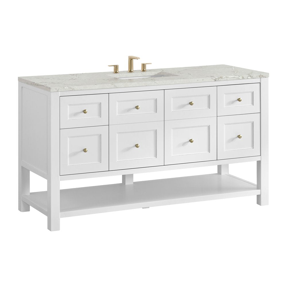 James Martin - Breckenridge 60" Single Vanity, Bright White, w/ 3 CM Victorian Silver Quartz Top - 330-V60S-BW-3VSL view 10