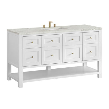 James Martin - Breckenridge 60" Single Vanity, Bright White, w/ 3 CM Victorian Silver Quartz Top - 330-V60S-BW-3VSL view 10