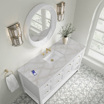 James Martin - Breckenridge 60" Single Vanity, Bright White, w/ 3 CM Victorian Silver Silestone Top w/ FreePower Wireless Charger - 330-V60S-BW-FVSL view 8