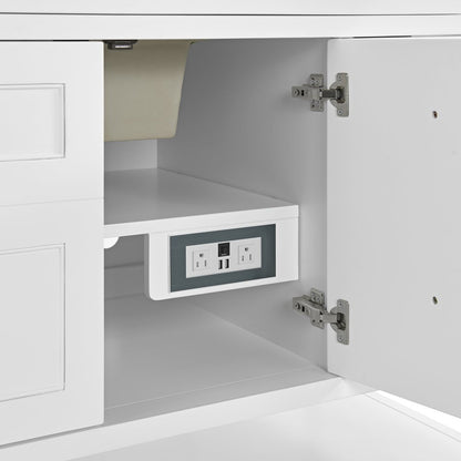 James Martin - Breckenridge 60" Single Vanity, Bright White, w/ 3 CM Victorian Silver Silestone Top w/ FreePower Wireless Charger - 330-V60S-BW-FVSL view 11