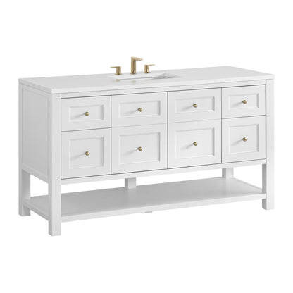 James Martin - Breckenridge 60" Single Vanity, Bright White, w/ 3 CM White Zeus Quartz Top - 330-V60S-BW-3WZ view 10