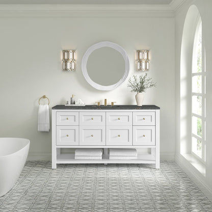 James Martin - Breckenridge 60" Single Vanity Cabinet, Bright White w/ 3 CM Parisien Bleu Top - 330-V60S-BW-3PBL view 3
