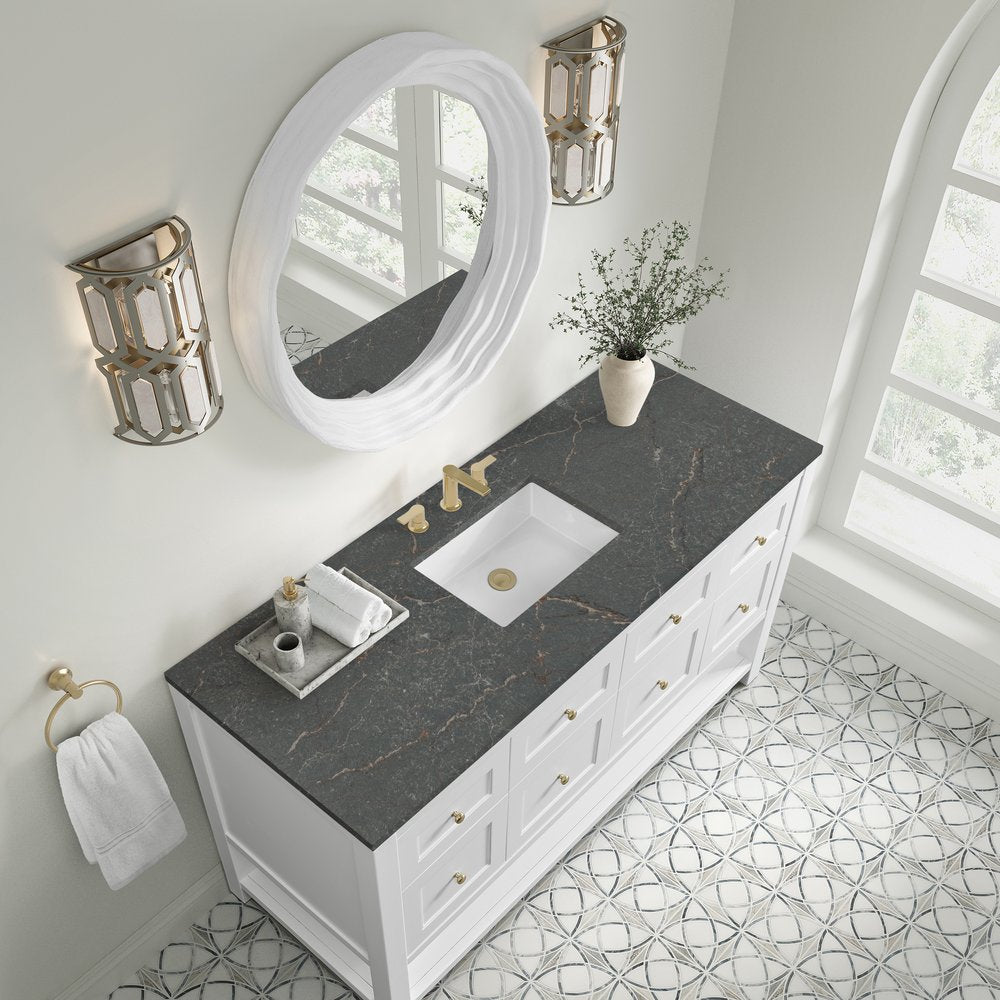 James Martin - Breckenridge 60" Single Vanity Cabinet, Bright White w/ 3 CM Parisien Bleu Top - 330-V60S-BW-3PBL view 7