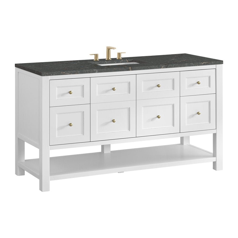James Martin - Breckenridge 60" Single Vanity Cabinet, Bright White w/ 3 CM Parisien Bleu Top - 330-V60S-BW-3PBL view 10