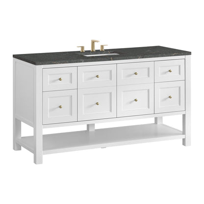 James Martin - Breckenridge 60" Single Vanity Cabinet, Bright White w/ 3 CM Parisien Bleu Top - 330-V60S-BW-3PBL view 10
