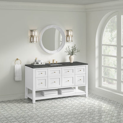 James Martin - Breckenridge 60" Single Vanity Cabinet, Bright White w/ 3 CM Parisien Bleu Top w/ FreePower Wireless Charger - 330-V60S-BW-FPBL view 5