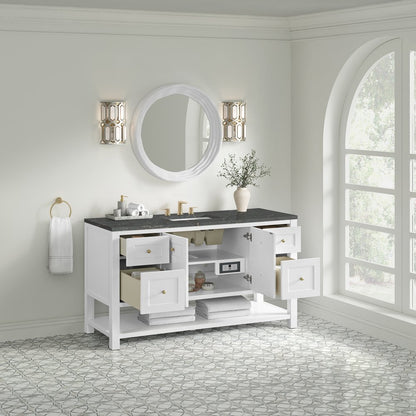 James Martin - Breckenridge 60" Single Vanity Cabinet, Bright White w/ 3 CM Parisien Bleu Top w/ FreePower Wireless Charger - 330-V60S-BW-FPBL view 6