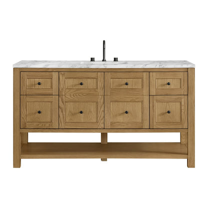 James Martin - Breckenridge 60" Single Vanity, Light Natural Oak, w/ 3 CM Carrara Marble Top - 330-V60S-LNO-3CAR view 1