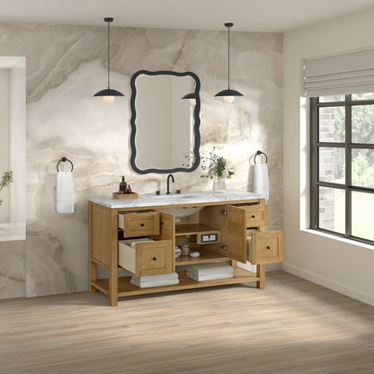 James Martin - Breckenridge 60" Single Vanity, Light Natural Oak, w/ 3 CM Carrara Marble Top - 330-V60S-LNO-3CAR view 5