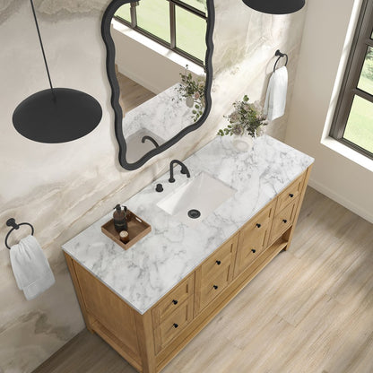 James Martin - Breckenridge 60" Single Vanity, Light Natural Oak, w/ 3 CM Carrara Marble Top - 330-V60S-LNO-3CAR view 7