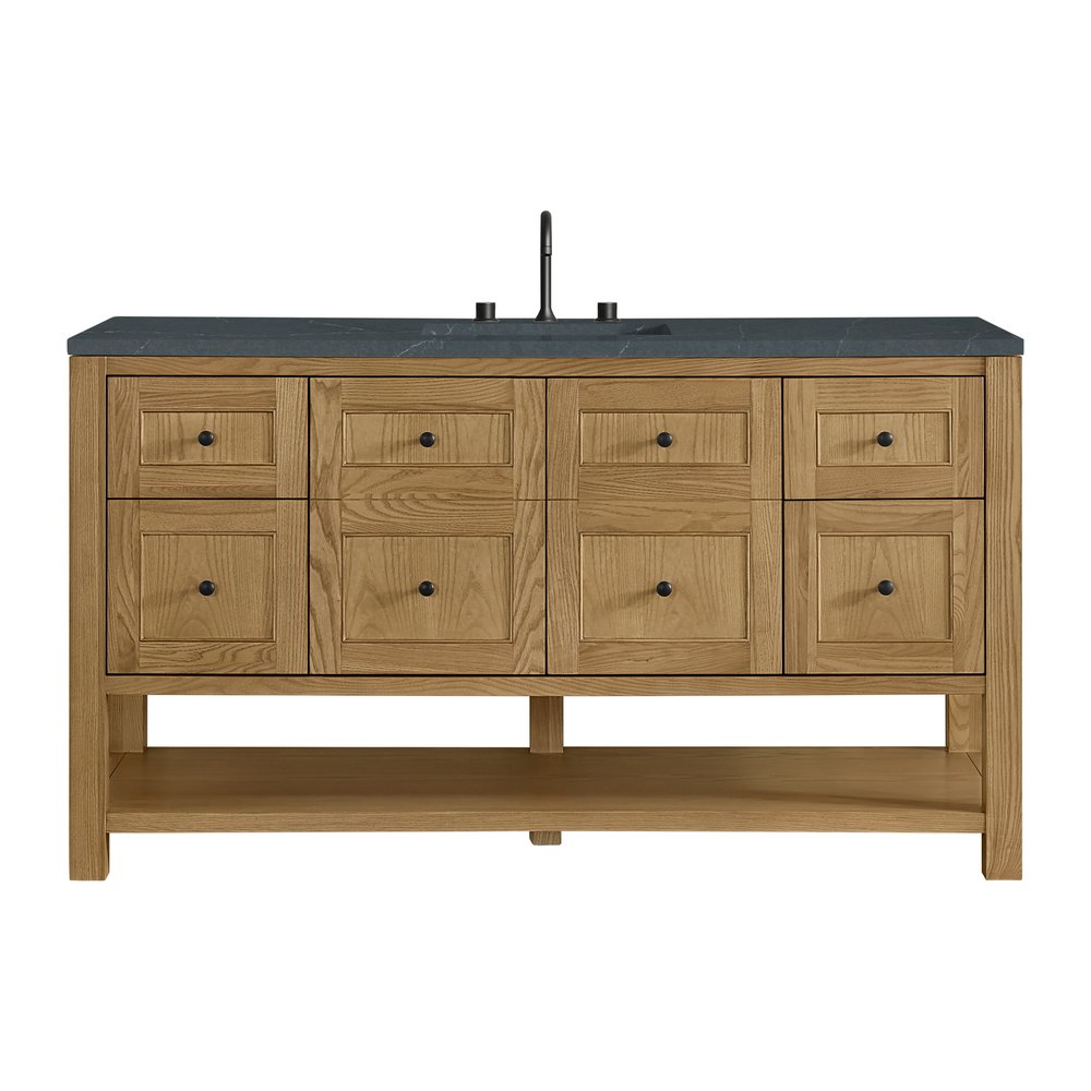 James Martin - Breckenridge 60" Single Vanity, Light Natural Oak, w/ 3 CM Charcoal Soapstone Quartz Top - 330-V60S-LNO-3CSP view 1