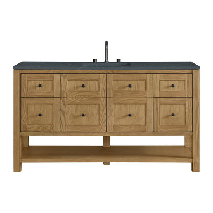 James Martin - Breckenridge 60" Single Vanity, Light Natural Oak, w/ 3 CM Charcoal Soapstone Quartz Top - 330-V60S-LNO-3CSP view 1