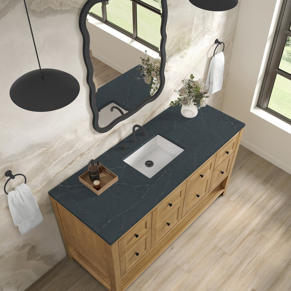 James Martin - Breckenridge 60" Single Vanity, Light Natural Oak, w/ 3 CM Charcoal Soapstone Quartz Top - 330-V60S-LNO-3CSP view 7