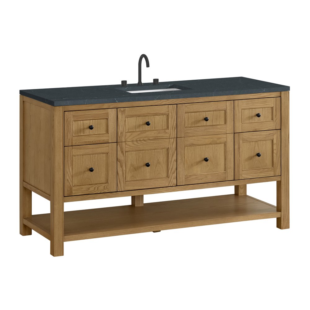 James Martin - Breckenridge 60" Single Vanity, Light Natural Oak, w/ 3 CM Charcoal Soapstone Quartz Top - 330-V60S-LNO-3CSP view 10