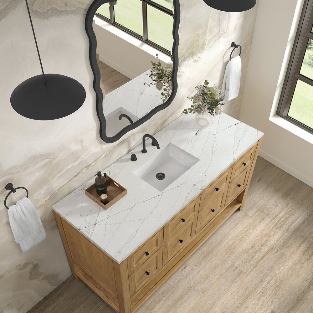 James Martin - Breckenridge 60" Single Vanity, Light Natural Oak, w/ 3 CM Ethereal Noctis Quartz Top - 330-V60S-LNO-3ENC view 7