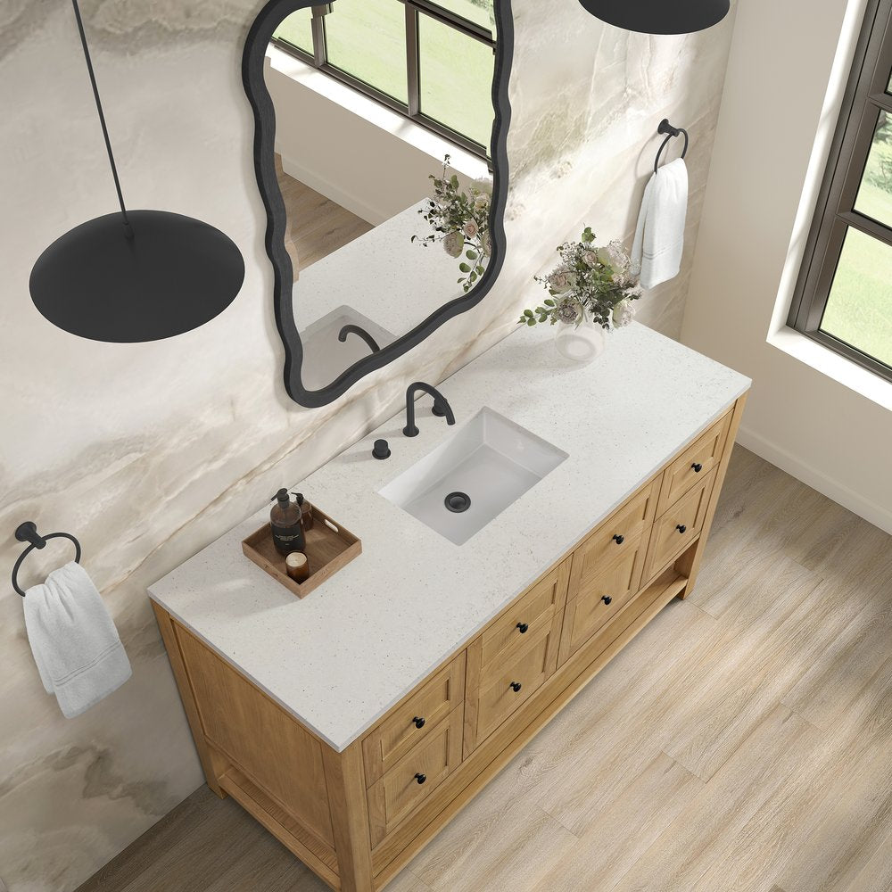 James Martin - Breckenridge 60" Single Vanity, Light Natural Oak, w/ 3 CM Lime Delight Quartz Top - 330-V60S-LNO-3LDL view 7