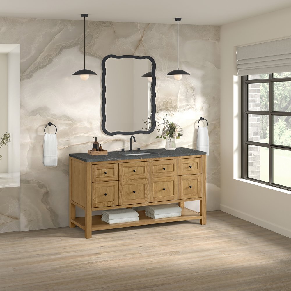 James Martin - Breckenridge 60" Single Vanity, Light Natural Oak w/ 3 CM Parisien Bleu Top - 330-V60S-LNO-3PBL view 4