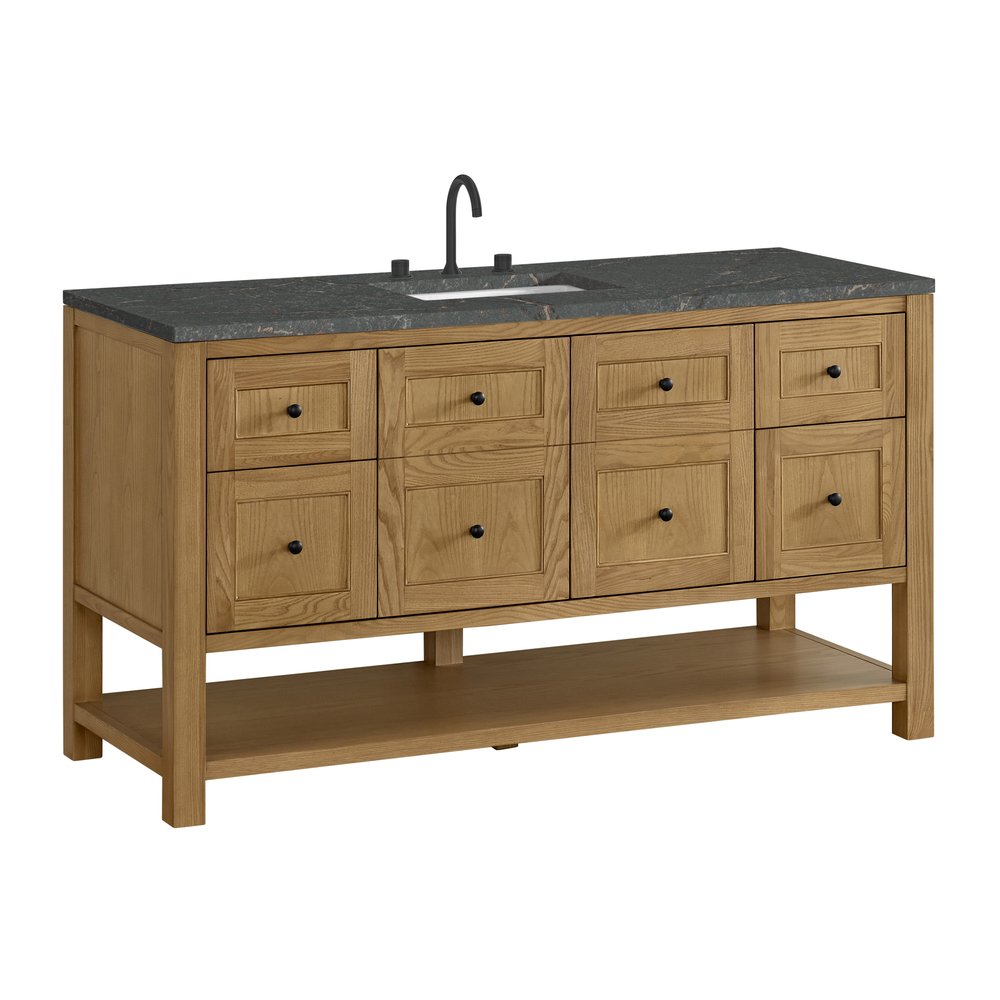 James Martin - Breckenridge 60" Single Vanity, Light Natural Oak w/ 3 CM Parisien Bleu Top - 330-V60S-LNO-3PBL view 10
