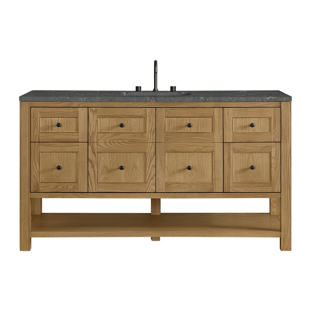 James Martin - Breckenridge 60" Single Vanity, Light Natural Oak w/ 3 CM Parisien Bleu Top w/ FreePower Wireless Charger - 330-V60S-LNO-FPBL view 1