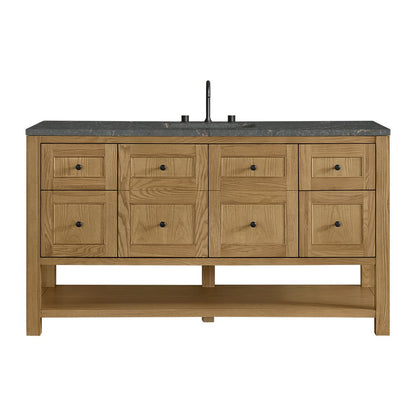 James Martin - Breckenridge 60" Single Vanity, Light Natural Oak w/ 3 CM Parisien Bleu Top w/ FreePower Wireless Charger - 330-V60S-LNO-FPBL view 1