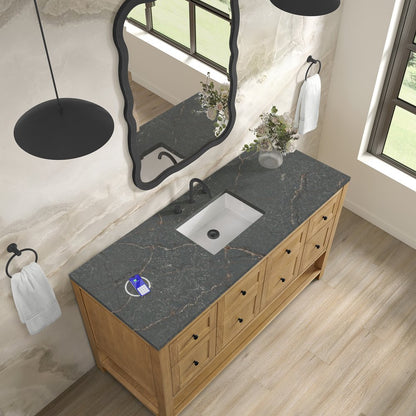 James Martin - Breckenridge 60" Single Vanity, Light Natural Oak w/ 3 CM Parisien Bleu Top w/ FreePower Wireless Charger - 330-V60S-LNO-FPBL view 8