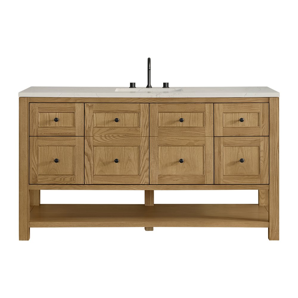 James Martin - Breckenridge 60" Single Vanity, Light Natural Oak, w/ 3 CM Siberian Silestone Top - 330-V60S-LNO-3SFR view 1