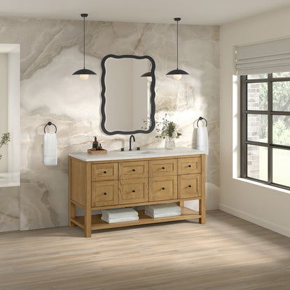 James Martin - Breckenridge 60" Single Vanity, Light Natural Oak, w/ 3 CM Siberian Silestone Top - 330-V60S-LNO-3SFR view 4