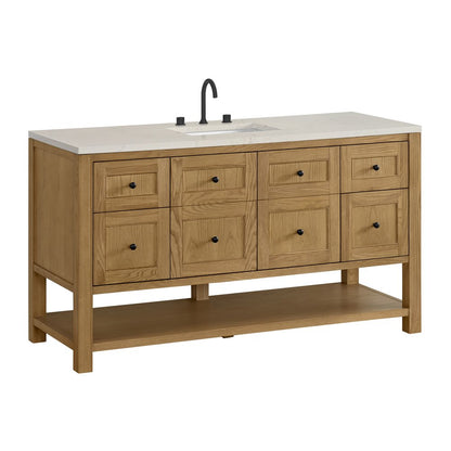 James Martin - Breckenridge 60" Single Vanity, Light Natural Oak, w/ 3 CM Siberian Silestone Top - 330-V60S-LNO-3SFR view 10
