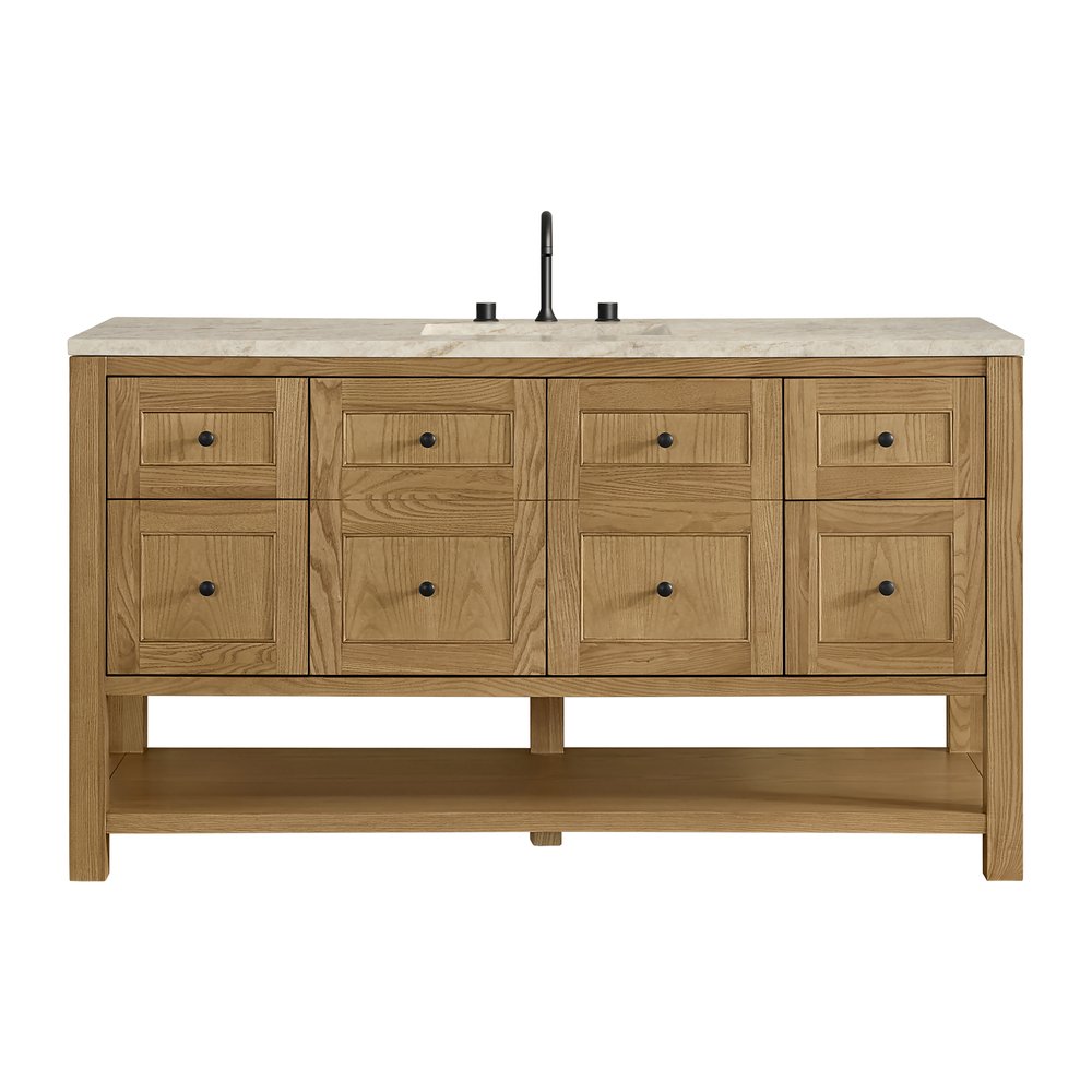 James Martin - Breckenridge 60" Single Vanity, Light Natural Oak, w/ 3 CM Tajnar Eclos Top - 330-V60S-LNO-3TJR view 1