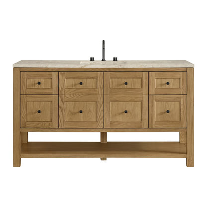 James Martin - Breckenridge 60" Single Vanity, Light Natural Oak, w/ 3 CM Tajnar Eclos Top - 330-V60S-LNO-3TJR view 1