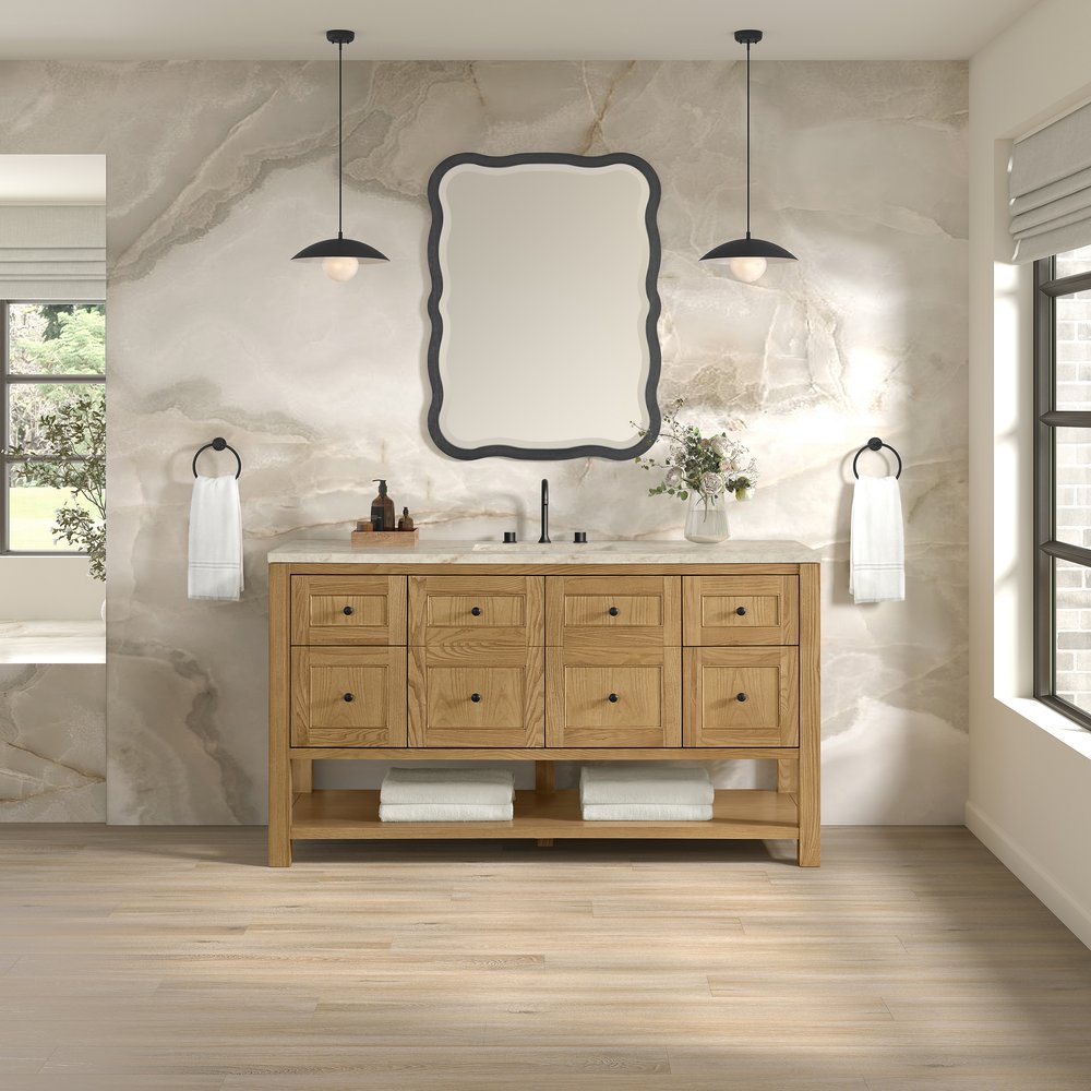 James Martin - Breckenridge 60" Single Vanity, Light Natural Oak, w/ 3 CM Tajnar Eclos Top - 330-V60S-LNO-3TJR view 3