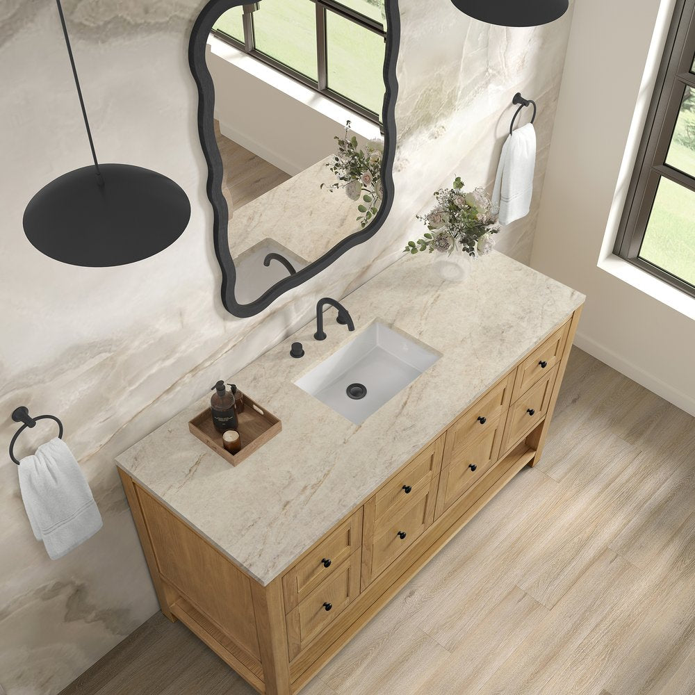 James Martin - Breckenridge 60" Single Vanity, Light Natural Oak, w/ 3 CM Tajnar Eclos Top - 330-V60S-LNO-3TJR view 7