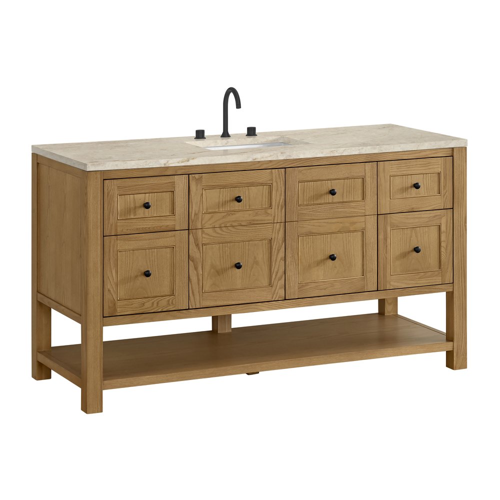 James Martin - Breckenridge 60" Single Vanity, Light Natural Oak, w/ 3 CM Tajnar Eclos Top - 330-V60S-LNO-3TJR view 10