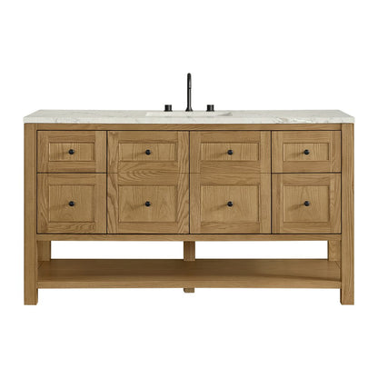 James Martin - Breckenridge 60" Single Vanity, Light Natural Oak, w/ 3 CM Victorian Silver Quartz Top - 330-V60S-LNO-3VSL view 1