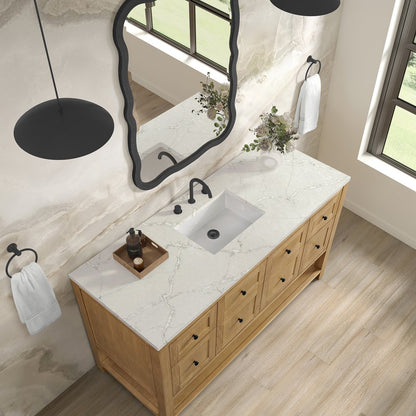 James Martin - Breckenridge 60" Single Vanity, Light Natural Oak, w/ 3 CM Victorian Silver Quartz Top - 330-V60S-LNO-3VSL view 7