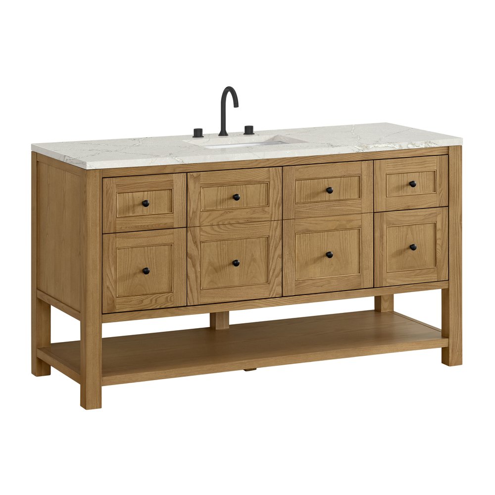 James Martin - Breckenridge 60" Single Vanity, Light Natural Oak, w/ 3 CM Victorian Silver Quartz Top - 330-V60S-LNO-3VSL view 10