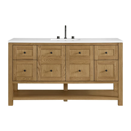 James Martin - Breckenridge 60" Single Vanity, Light Natural Oak, w/ 3 CM White Zeus Quartz Top - 330-V60S-LNO-3WZ view 1
