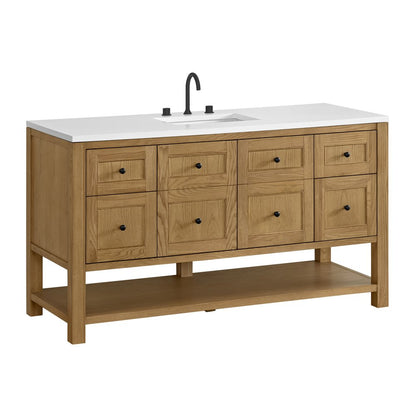 James Martin - Breckenridge 60" Single Vanity, Light Natural Oak, w/ 3 CM White Zeus Quartz Top - 330-V60S-LNO-3WZ view 10