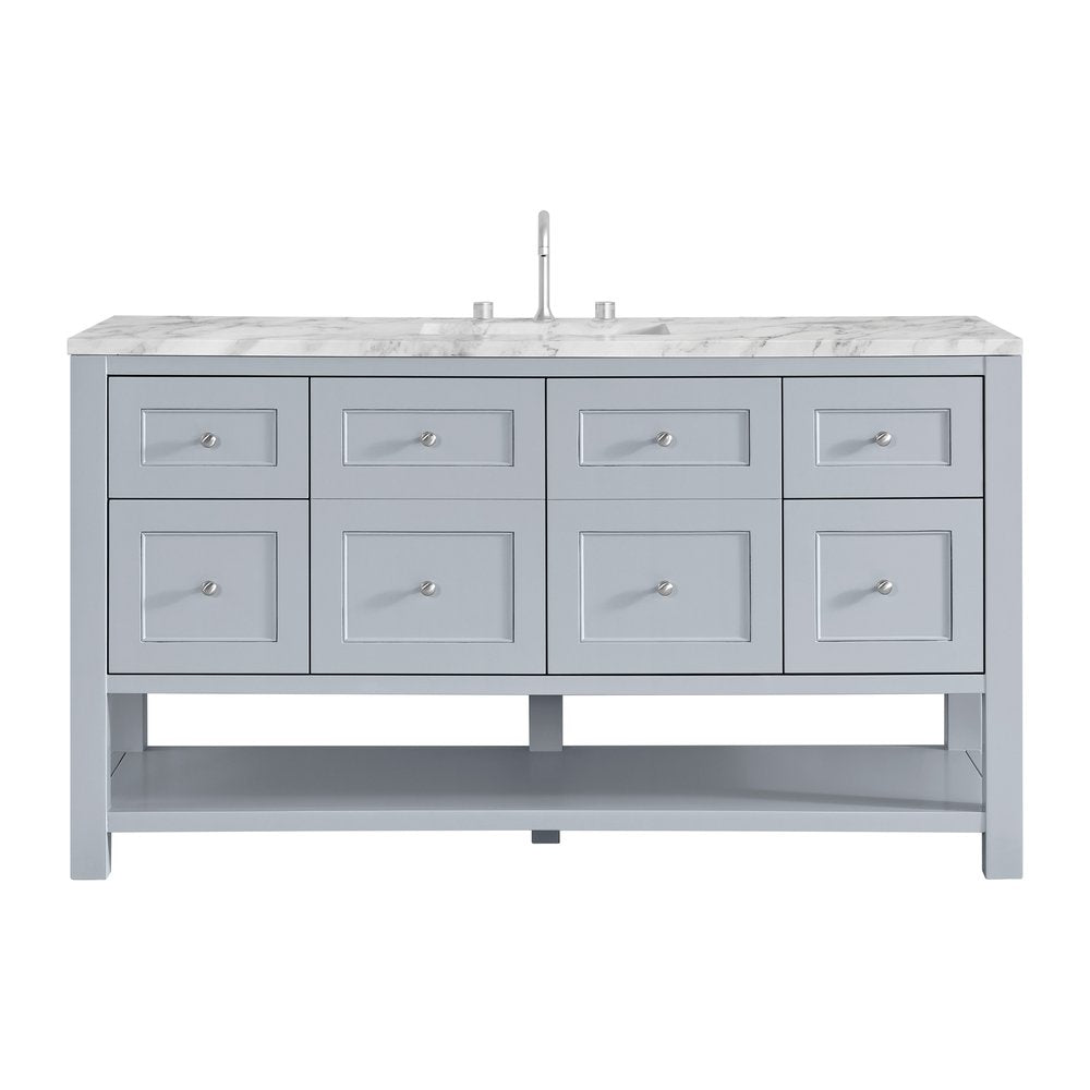 James Martin - Breckenridge 60" Single Vanity, Serenity Blue, w/ 3 CM Carrara Marble Top - 330-V60S-SRB-3CAR view 1