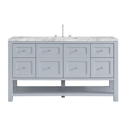 James Martin - Breckenridge 60" Single Vanity, Serenity Blue, w/ 3 CM Carrara Marble Top - 330-V60S-SRB-3CAR view 1