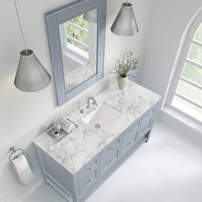 James Martin - Breckenridge 60" Single Vanity, Serenity Blue, w/ 3 CM Carrara Marble Top - 330-V60S-SRB-3CAR view 7