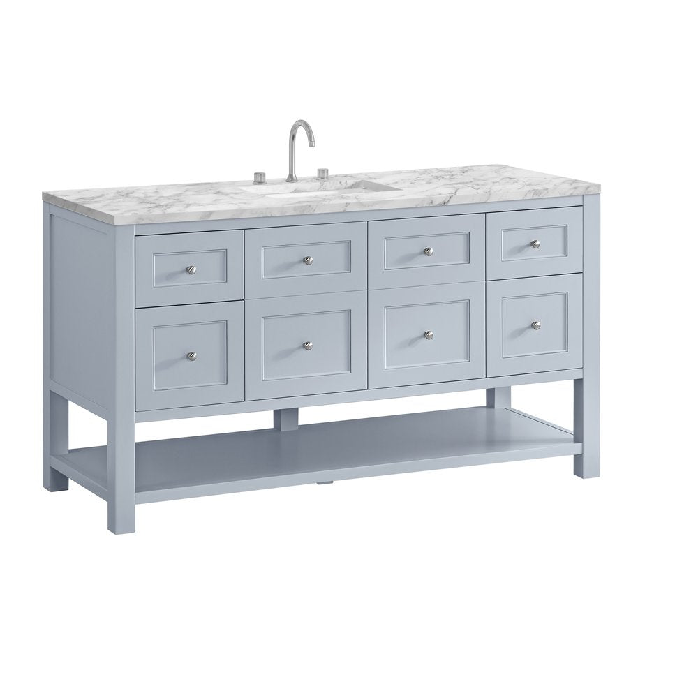 James Martin - Breckenridge 60" Single Vanity, Serenity Blue, w/ 3 CM Carrara Marble Top - 330-V60S-SRB-3CAR view 10