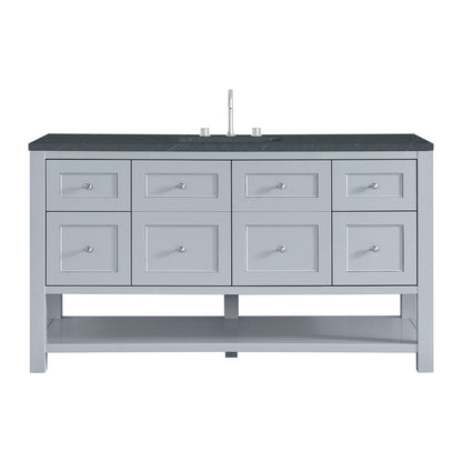 James Martin - Breckenridge 60" Single Vanity, Serenity Blue, w/ 3 CM Charcoal Soapstone Quartz Top - 330-V60S-SRB-3CSP view 1